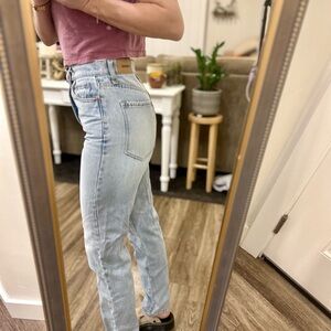 Women's Light Blue Jeans RSQ 90s Jeans High Rise Straight Leg